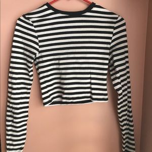 black and white striped crop top